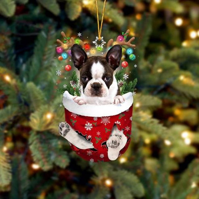Xihbxyly Adornos Navideños de Perro, Adorables Diseños con Temática Canina, Plástico Duradero, Decoración Navideña Versátil, Ideal para Árboles, Paredes y Coches, Regalo para Amantes de Los Perros, 8