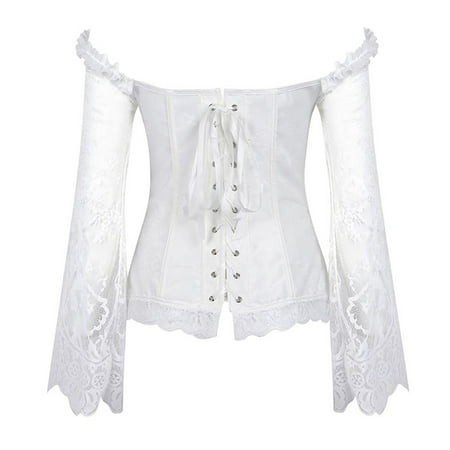 

ZXHACSJ Women Steampunk Leather Zipper Goth Steel Vintage Top Steampunk Bustiers Corsets White XXL