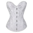 thumbnail image 2 of JGGSPWM Halloween Womens Strap Fairy Eyelet Y2k Retro Floral Print Corset Top Fishbone Ladies Crop Tops Bustier Vintage Court Lace Up Push Up Vest White XL, 2 of 7