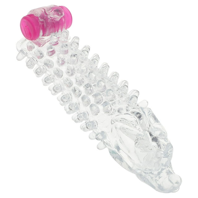 FELTECHELECTR Expansor de condón transparente con anillo vibrador retardante para retrasar la impotencia, funda de extensión para condón para hombre.