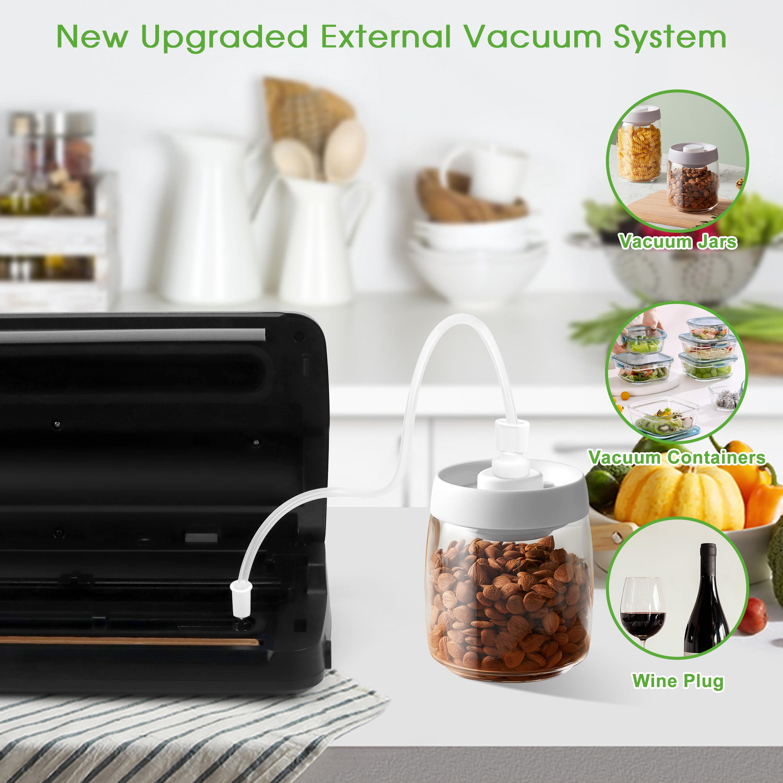 Cobectal Vacuum Sealer Food Machine with 1 Roll and 10Pcs Sealer Bags, Food Storage Saver for Dry & Moist Food