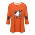 thumbnail image 6 of Trgacdwlo Halloween Shirts for Women 3/4 Sleeve Funny Pumpkin Ghost Crew Neck Shirts for Women Vintage Ghost Pattern Fall Pullover Tops M, 6 of 7