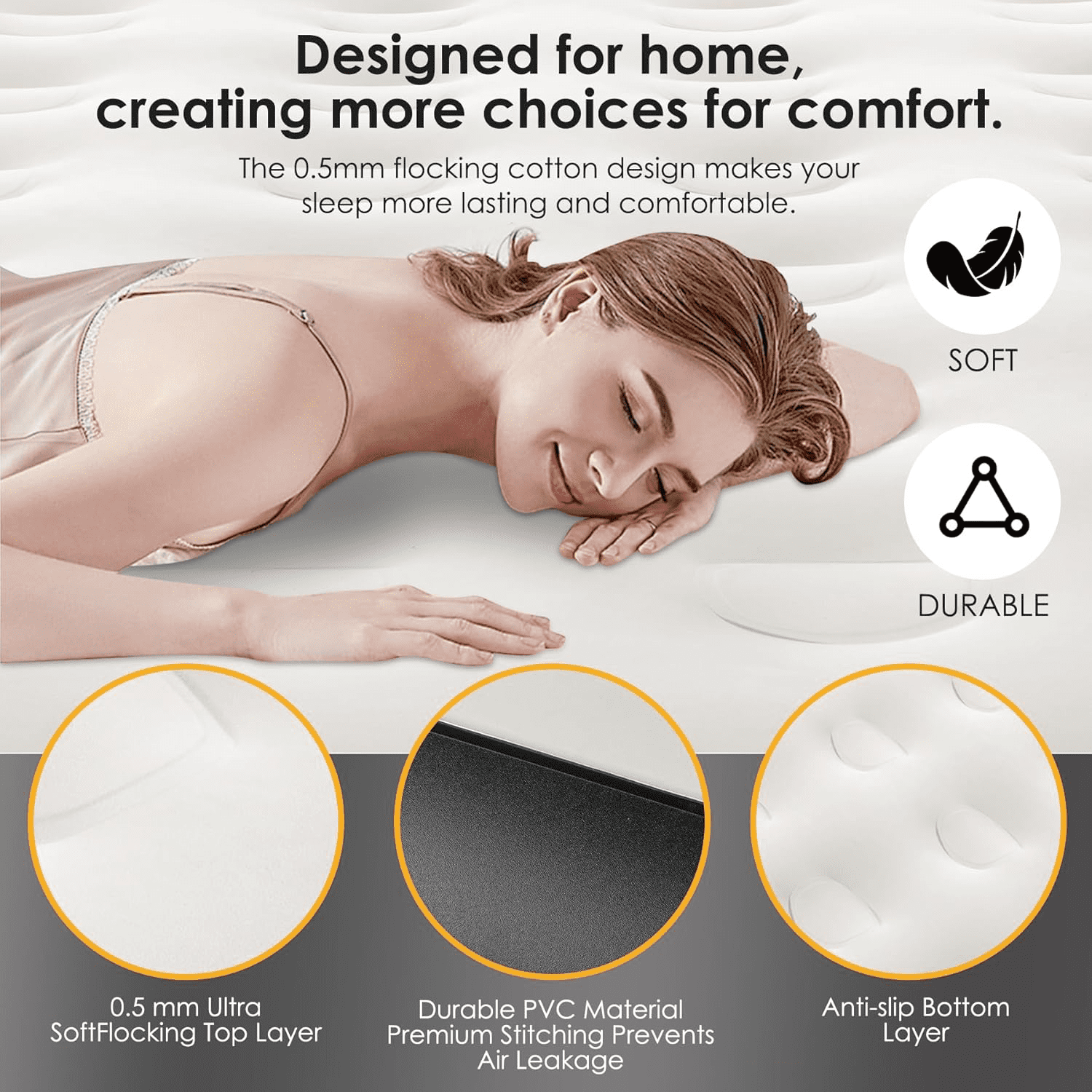 SBUSFGT Full Air Mattress with Built in Pump 16" Raised Inflatable Air Bed, 660LBS Heavy-Duty Support Portable Mattress for Camping, Guest Rooms & Home Use, Leak-Proof Design with Repair Kit
