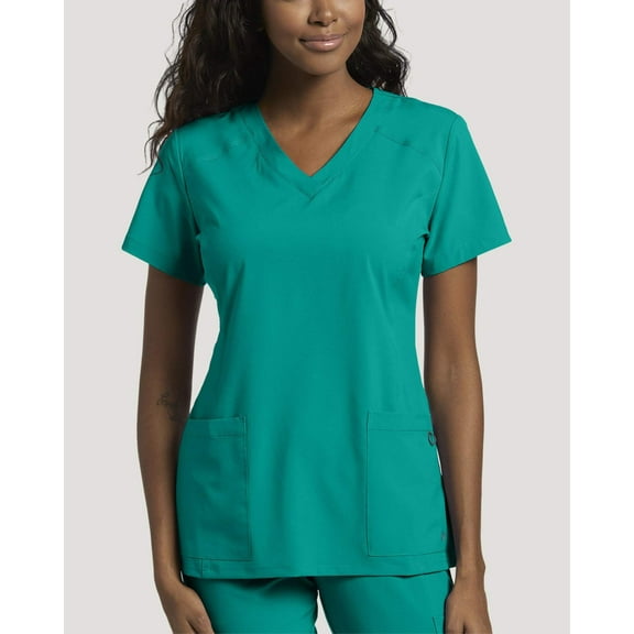 White Cross Fit 2-Pocket V-Neck Scrub Top