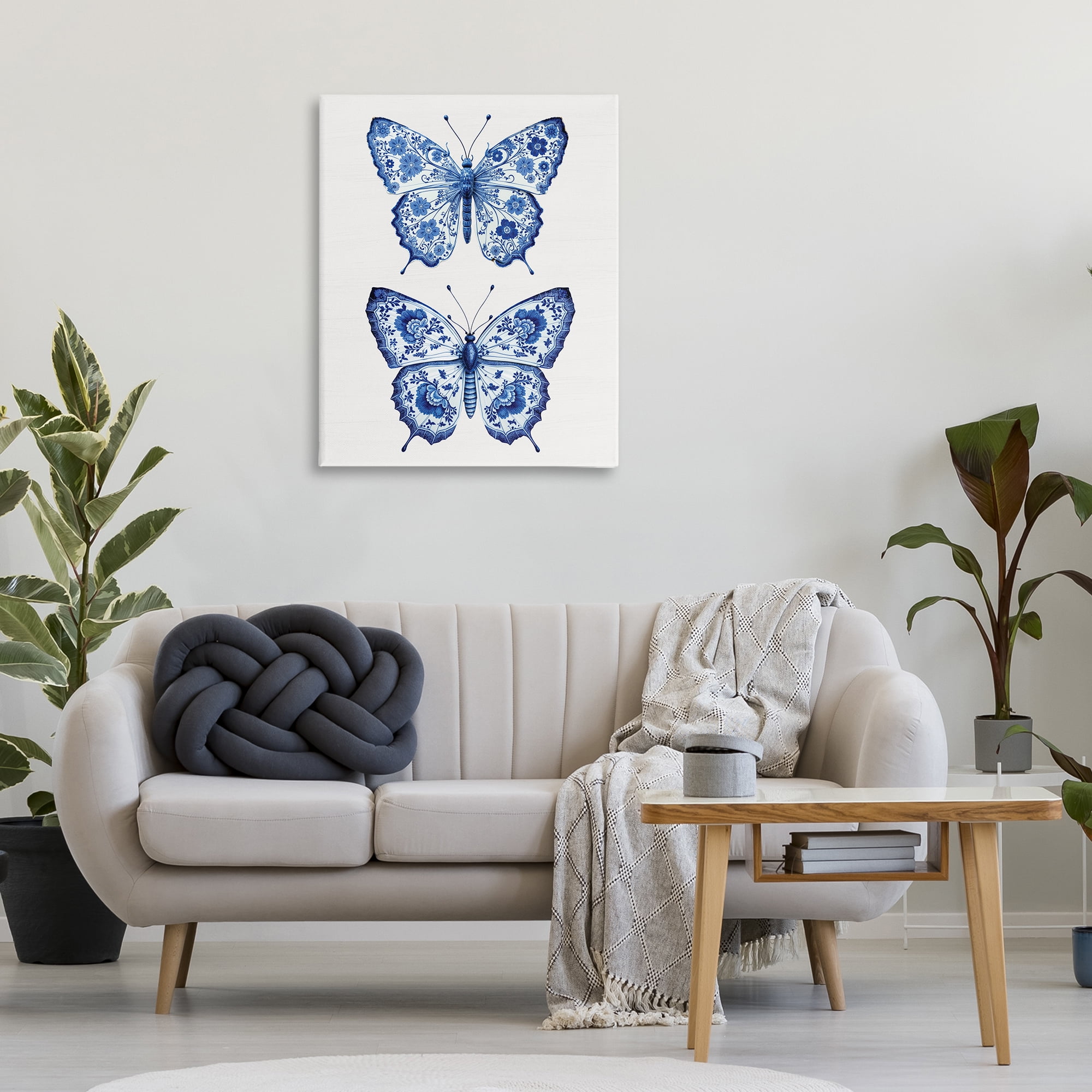 Ornate Toile Pattern Butterflies Canvas Wall Art, design by Lettered and Lined