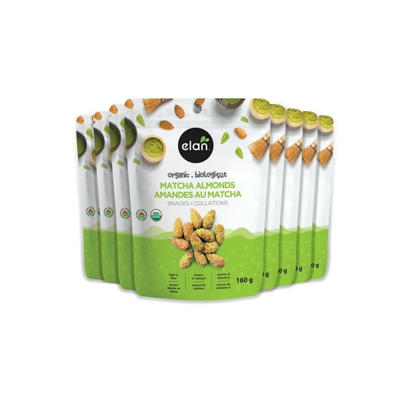 ELAN Organic Gluten-Free Matcha Almonds, 160g x 8 Pack