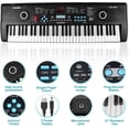 thumbnail image 3 of Teclado Piano Wfhdtx 61 teclas con altavoz y micrófono negro, 3 of 7