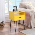 thumbnail image 3 of VECELO Nightstand with 1-Drawer and Metal Legs, Sofa End Table for Living Room Bedroom Office, Yellow, 3 of 8