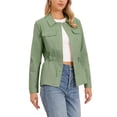 thumbnail image 4 of INSPIRE CHIC Linen Jacket for Women Button Down Drawstring Waist Lightweight Spring Utility Anorak Jackets 2026 L Mint Green, 4 of 5