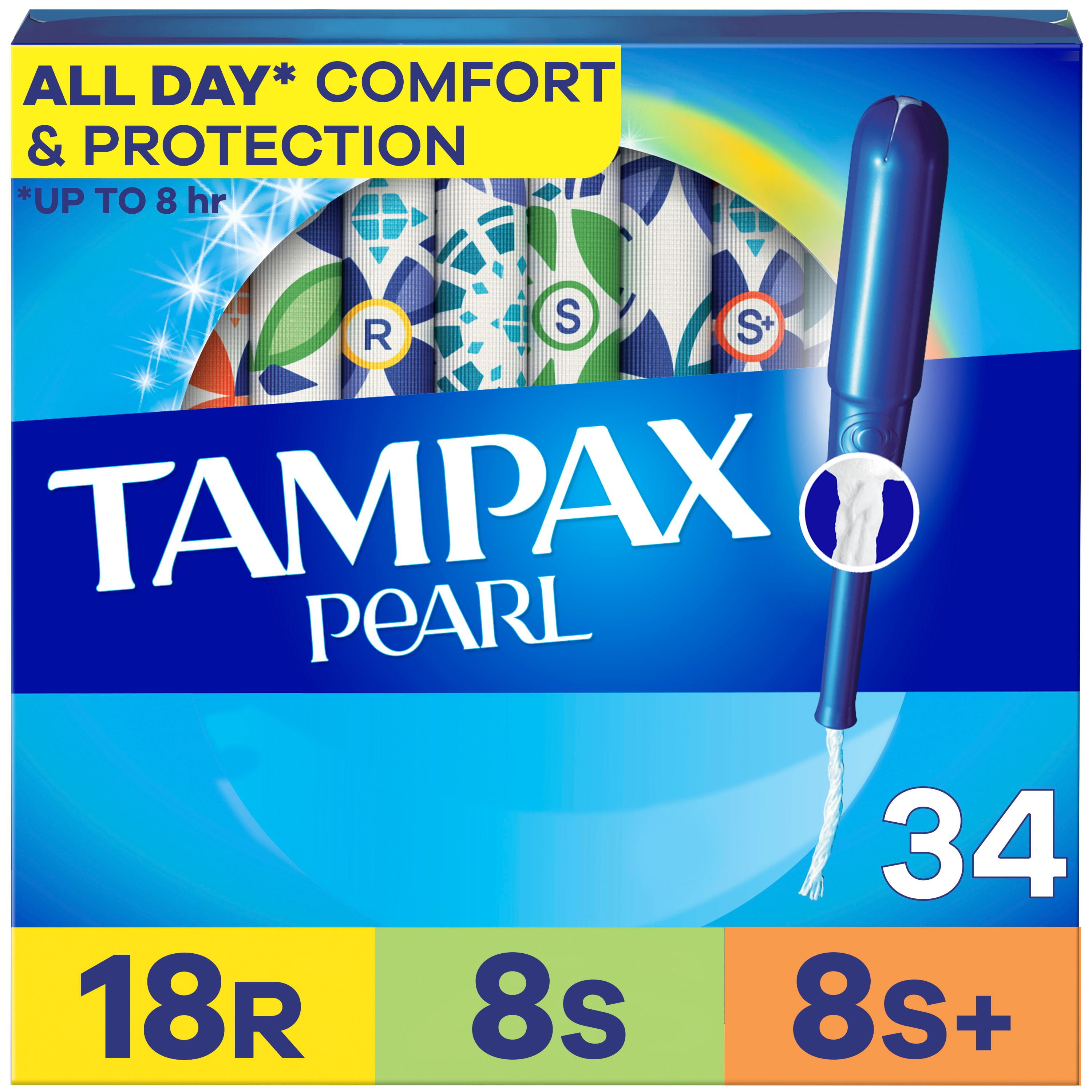 Tampons Tampax Pearl avec tresse anti-fuites, degré d’absorption régulier/super/super plus, emballage multiple, non parfumés, 34 tampons