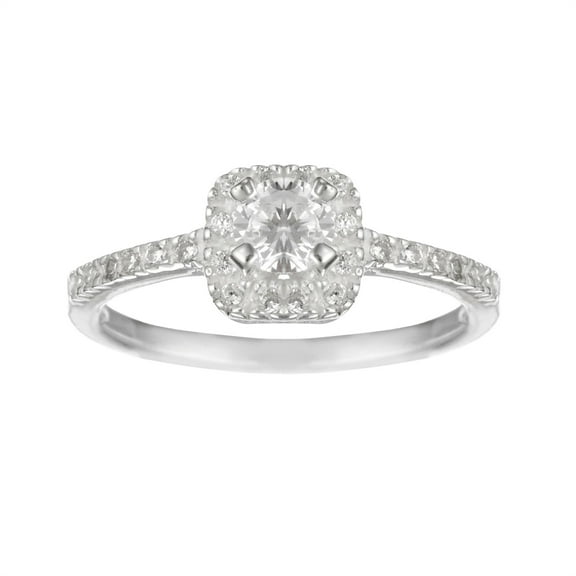 Silverly Women's 925 Sterling Silver Cubic Zirconia Round Brilliant Cut Square Solitaire Ring