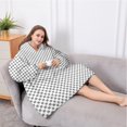 thumbnail image 5 of Oversized Wearable Blanket Hoodie,Gray White Checkered Pattern Sherpa Blanket Hoodie with Super Pockets,Super Warm Fuzzy Pullover for Women & Men, 5 of 6