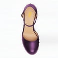 thumbnail image 2 of FSJ Women Retro Round Closed Toe Sandals Studded Rivet Platform Ankle Strap Chunky Block Heel Pumps Office Church Shoes Size 9.5 Purple, 2 of 5
