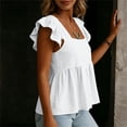 thumbnail image 7 of hotojiny Peplum Tops for Women Ruffle Sleeve Summer Flowy Blouse Square Neck Loose Fit T-Shirts for Beach Travel, 7 of 7