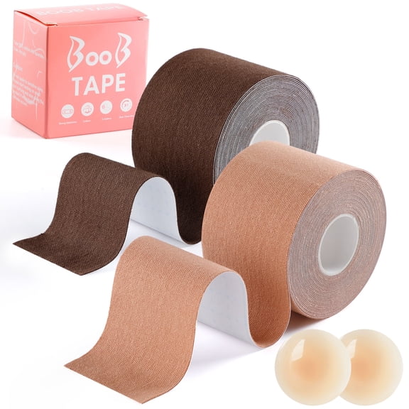 Peaoy 2PCS Breast Lift Tape Nipple Covers Waterproof Athletic Body Tape Push Up Lifting Tape Fit for Any Type of Clothing and A-E Cup