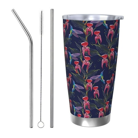 

Junzan Flowers And Humming Bird for 20oz Stainless Steel Insulated Car Cup with Spillproof Lid - Insulated Coffee Mug Thermal Cup-Straw Three-piece Set