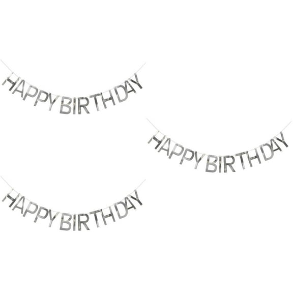 3pcs HAPPY BIRTHDAY Sequins Banner Decoration Hanging Birthday Letter Garland Party Supplies (Silver)