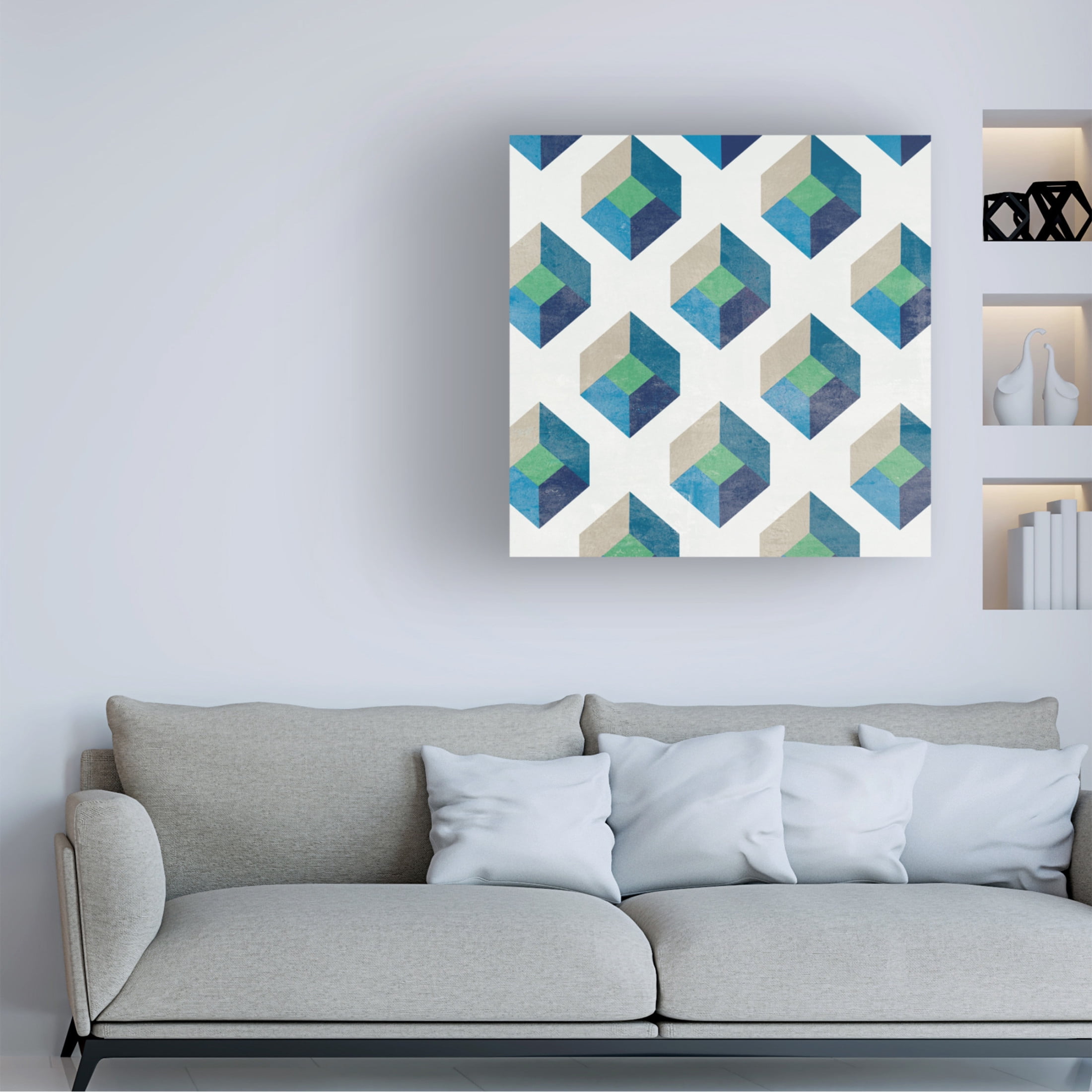 Canvas Wall Art - Melissa Wang 'Little Cubes II' Wall Art for Living Room, Bedroom, or Office Décor by Trademark Fine Art - 35 x 35 Inches