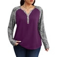 thumbnail image 6 of Gleelist Womens Plus Size Long Sleeve Henley Tops V Neck Casual Loose Fit Shirts Blouses Trendy Clothes XL-5XL, 6 of 7