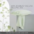 thumbnail image 2 of TOSMO Luxury Pillow Case Set of 2, Viscose Made from Bamboo OEKO-TEX, Silky Soft, Breathable & Cooling Pillow Cases with Envelope Closure (Queen, Light Green), 2 of 6