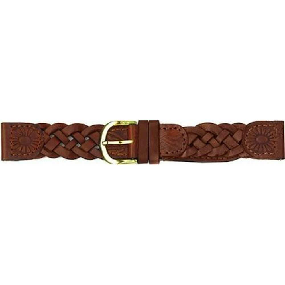 Timex 18MM BROWN BRAIDED FLOWER STITCHED GENUINE LEATHER WATCH BAND