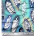 thumbnail image 1 of Soimoi polyester Crepe Fabric Leaves & Feather Fabric Prints By Yard 52 Inch Wide, 1 of 3