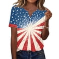 thumbnail image 2 of Women's Patriotic American Flag Print 250th Anniversary USA Shirt V-Neck Button T-Shirts, 2 of 5