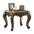 thumbnail image 5 of Marble Top End Table With Carved Floral Motifs Wooden Feet Brown- Saltoro Sherpi, 5 of 5