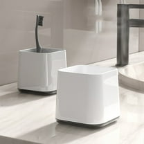 Mouthwash Cup | Toothbrush Holder Plastic Tumbler | Square Design Bathroom Accessory | Compact 8x8x7.5cm | Easy to Clean | White or Gray | Single Pack | Space-Saving Modern Style