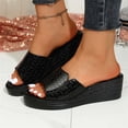 thumbnail image 4 of Xucatan Women's Floral Embroidered Detail Wedge Mules, Round Toe Open Toe Platform Slippers with Padded Insole, Chunky Heel Casual Summer Sandals, Versatile Solid Color Design for Beach Outdoor Gift, 4 of 8