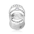 thumbnail image 6 of 925 Sterling Silver Stack Ring With 1 White Square and 5 Round Cubic Zirconia 3 Rings, Stackable, Hypoallergenic, Nickel and Lead-free, Artisan Handcrafted Designer collection, Made In Israel, 6 of 8