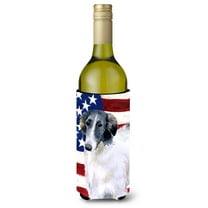 Carolines Treasures BB9672LITERK Borzoi Patriotic Wine Bottle Beverge Insulator Hugger Wine Bottle multicolor