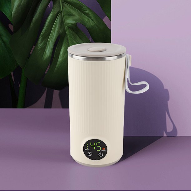 Hervidor Eléctrico Inalámbrico, Hervidor de Leche Materna Portátil, Diseño de 4 Temperaturas Ajustables de 400 ml, Caldera de Agua Pequeña Con Carga USB de 6000 Mah para Té,