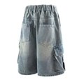 thumbnail image 4 of WILLBEST Jeans Mujer Pantalones Cortos Vaqueros Lavados Informales de Verano para Hombre, Holgados, para Trabajo En La Calle, Con Bolsillos Grandes, Cómodos, Hasta La Rodilla. Mediana, 4 of 5