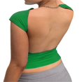 thumbnail image 4 of EIMELI Haut Court Dos Nu pour Femmes Manches Courtes Creux Pull Slim Découpé T-Shirt Fête Mode Urbaine Rouge S, 4 of 8