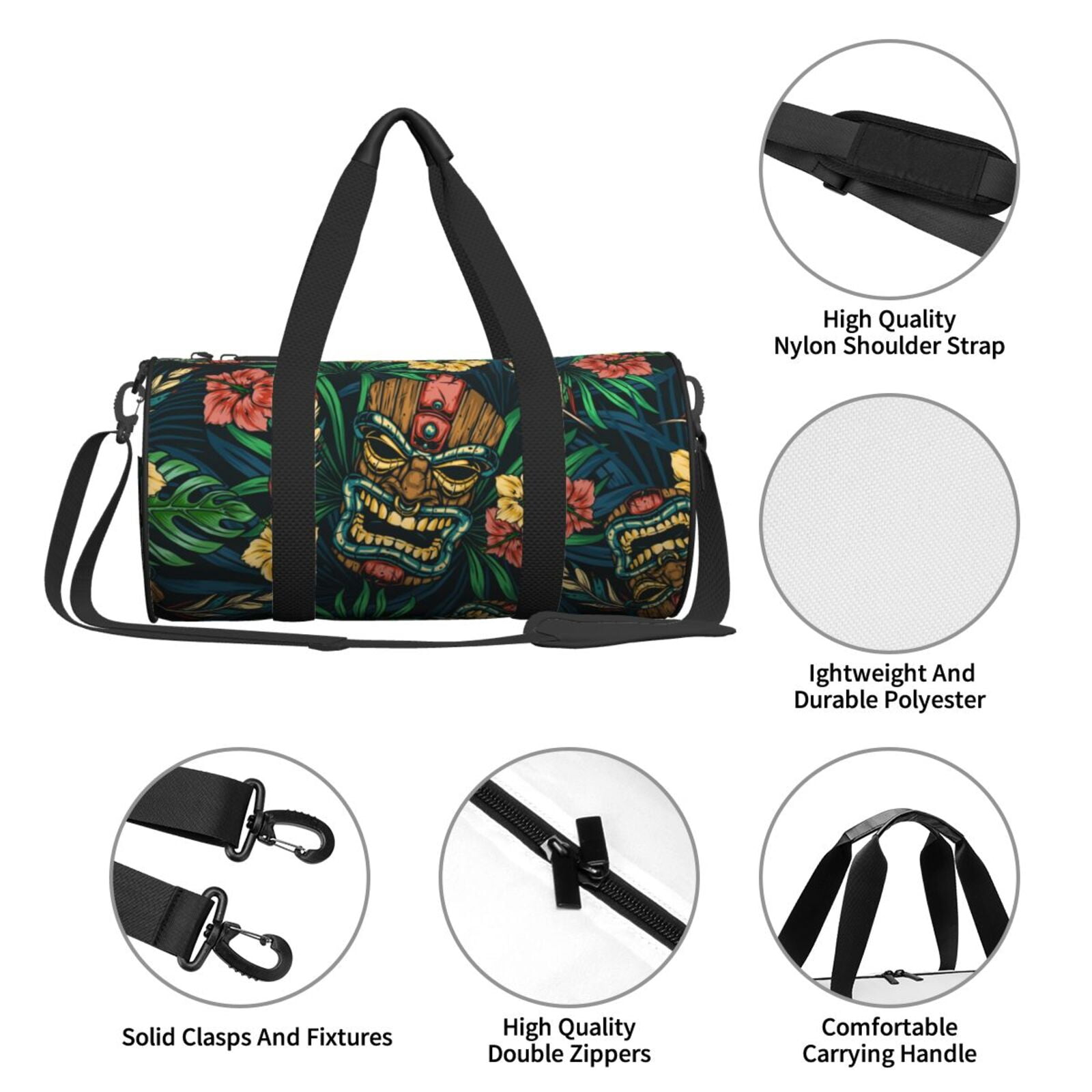 Vsdgher Tropical Tribe Mask 45L Foldable Duffel Bag, Sports Gym Bag,Overnight Bag, Portable Weekender Bag for Airplanes