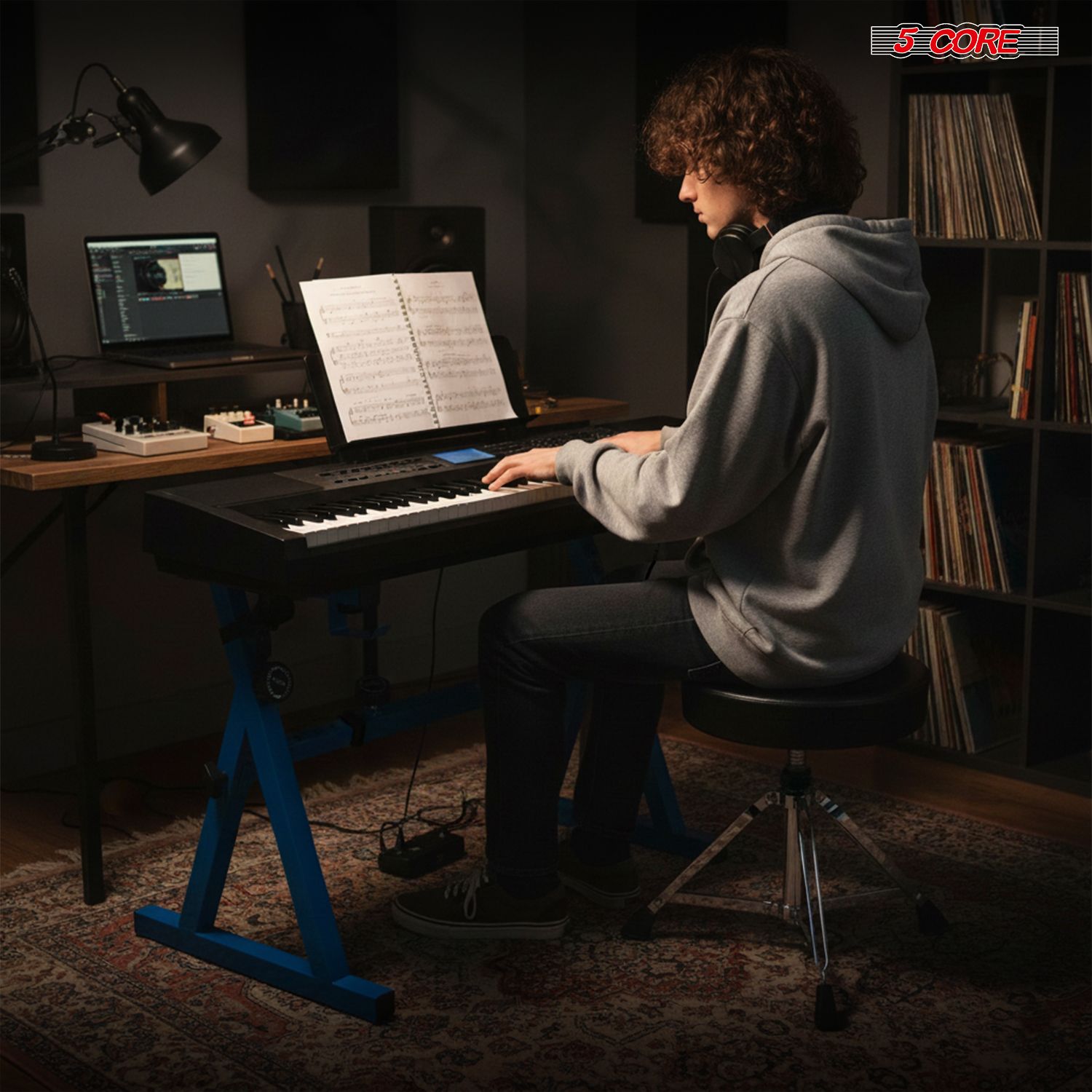 Z-Style Keyboard Stand, Adjustable Height & Width Piano Riser for 54-88 Key Digital Pianos, MIDI Keyboards, Portable Folding Music Stand with Heavy-Duty 250LB Capacity