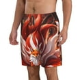 thumbnail image 2 of KLL Red Leaf Flame Fox Men's Casual Summer Beach Shorts Hawaiian Shorts with Pockets-X-Large, 2 of 5