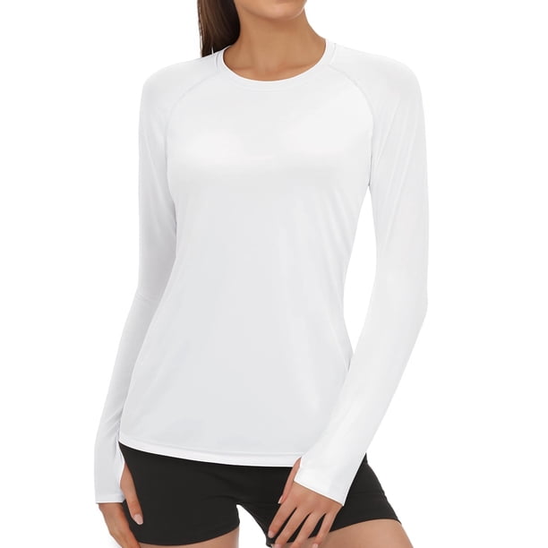 Camiseta de Protección Solar AURUZA para Mujer con Manga Larga y UPF50+ Blanca Talla L
