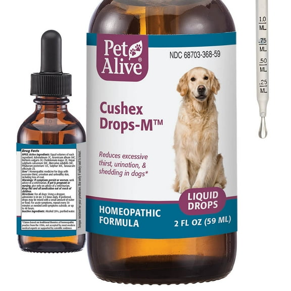 PetAlive Cushex Drops-M - Homeopathic Cushing Drops for Dogs and Cats - Cortisol and Adrenal Support - Dry Skin Relief, Kidney Support - 2 fl oz (59 ml)