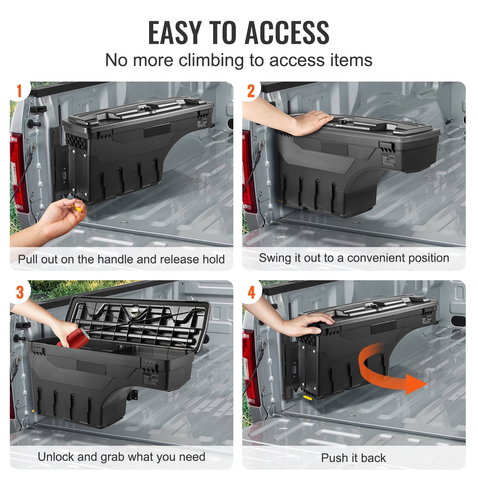 KFFKFF Truck Bed Storage Box, Lockable Lid, 6.6 Gal/20 L Waterproof ABS Wheel Well Tool Box, Compatible with Chevrolet Silverado 1500 GMC Sierra 1500 2019-2021, Black, Driver Side
