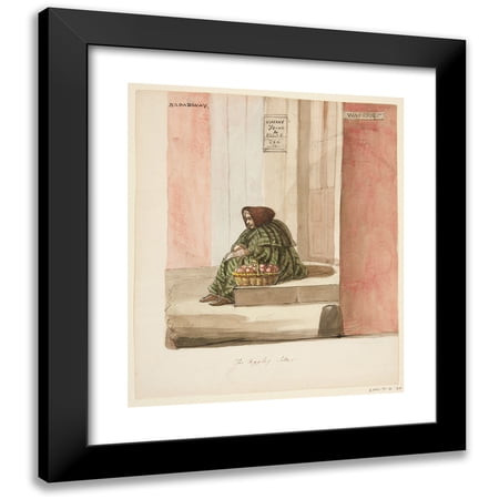 Nicolino Calyo 12x14 Black Modern Framed Museum Art Print Titled - The Apple Seller (ca. 1840)