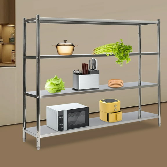 Stainless Steel Shelving, 4 Tier Adjustable Shelf Storage, Stainless Steel Heavy Duty Shelving