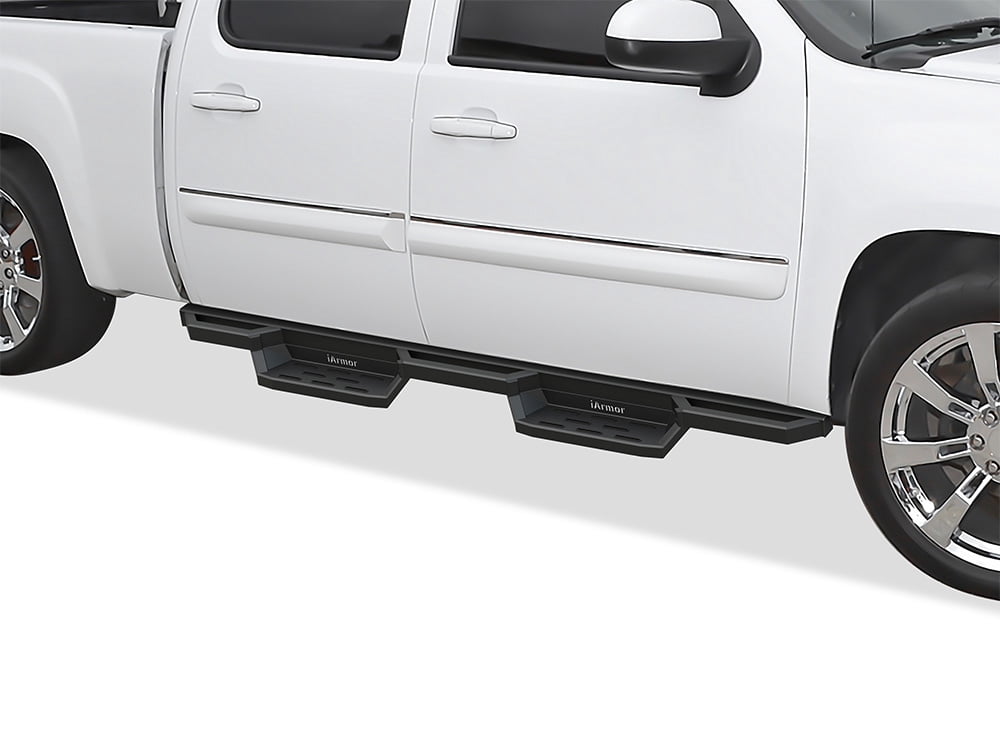 APS 304 Stainless Steel 6.5in Nerf Bars Pocket Steps Square Tube Rocker Guards Compatible with Chevy Silverado GMC Sierra Crew Cab 01-07