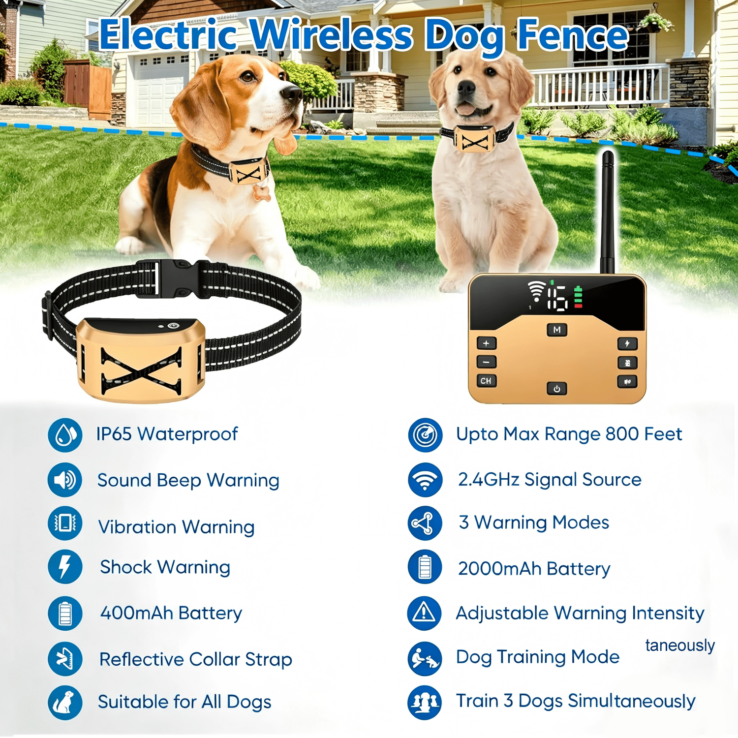 Wireless Dog Fence, Electric Dog Fence & Training Collar with Remote,Portable Dog Training Collar Electric Dog Boundary Container,Adjustable Control Range,Waterproof,Harmless,for 1 2 3 Dogs