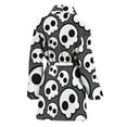 thumbnail image 2 of Emo Skull Pattern Women Bathrobe One Size Univeral Fits, Skull Lover Gifts Fashion Lightweight Plush Fleece Long Robe For Women, 2 of 3