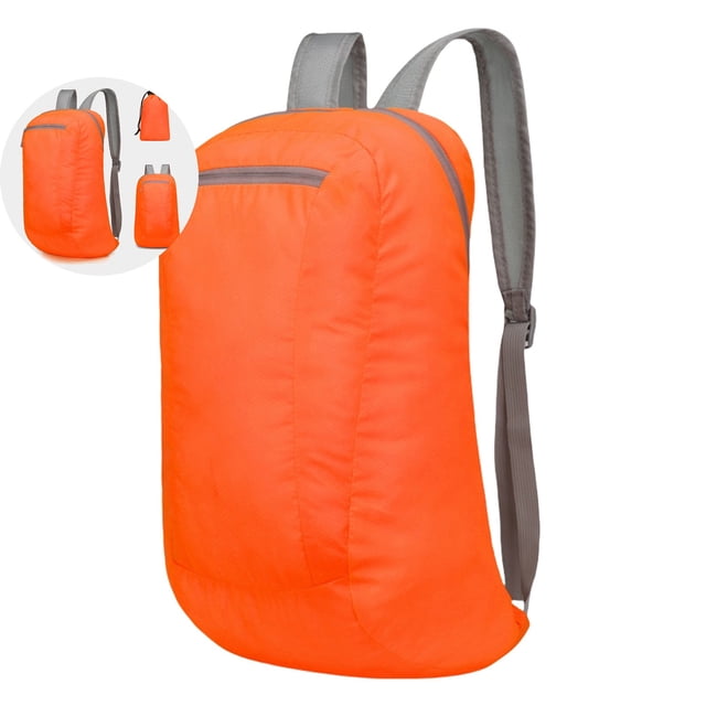 Dvruxg Sac à Dos Léger et Compact, Sac à Dos Pliable Résistant à l'Eau, Sac de Jour de Voyage et de Randonnée avec Fermetures Éclair Imperméables (Orange)