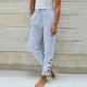 thumbnail image 1 of WILLBEST Pantalones Casuales para Mujer: Pantalones Holgados de Lino de Color Liso con Cintura Elástica para Un Estilo Sencillo y Cómodo. Mediana, 1 of 4