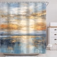 thumbnail image 2 of Abstract Shower Curtain for Bathroom Decor 72Wx72H Blue Gold Modern Aesthetic Minimalist Ocean Sea Sunset Oil Painting Simple Art Printed Fabric Polyester Waterproof 12 Pack Plastic Hooks, 2 of 6
