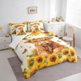 thumbnail image 3 of Manfei Farmhouse Highland Cow Bedding Comforter Set 7pcs, Watercolor Sunflower Full Bedding Set, Floral Butterfly Fitted Sheet Flat Sheet, Microfiber Bedroom Decor, 3 of 8